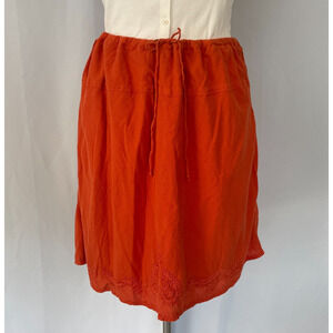Boho Skirt Plus Size 2X Orange Solid Embroidered Pull On Lagenlook Y2K Fairy